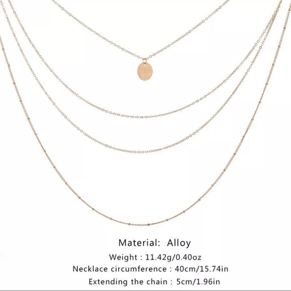 Gold Tone Multi Layer Coin Necklace - Picture 2 of 5